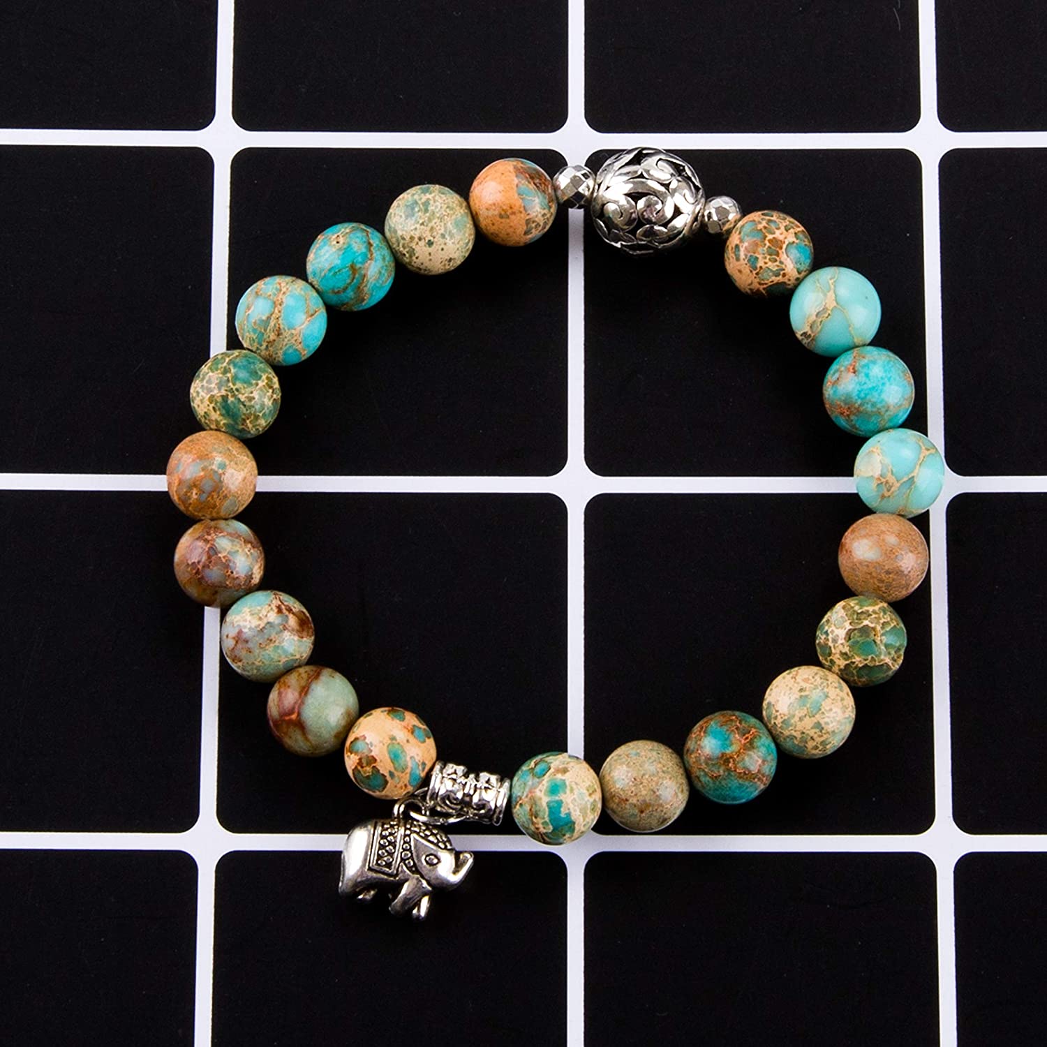 Bivei Natural Gem Semi Precious Reiki Healing Crystals Handmade 8mm Round Beads Stretch Bracelet - Image 8